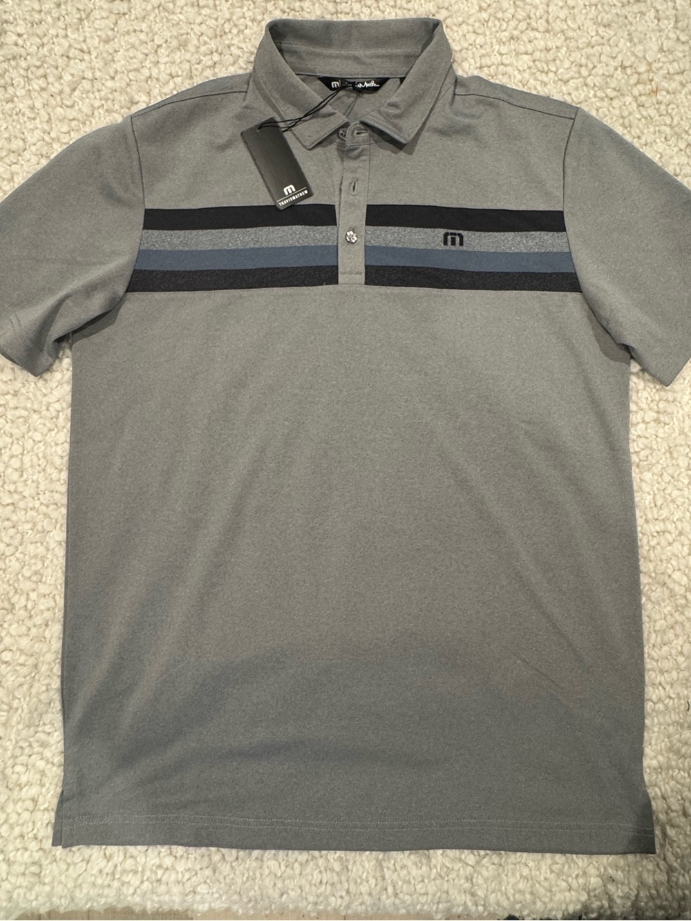 NWT TravisMathew Grey Performance Golf Polo Shirt Mens Medium